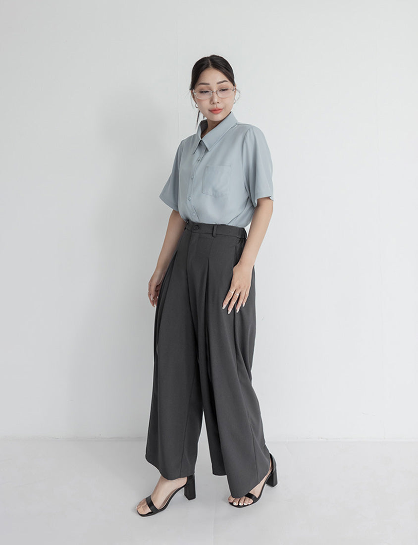 Pleated Cropped Plus Size Wide-Leg Pants