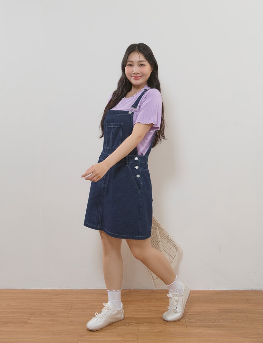 Playful Adjustable Denim Plus Size Overall Skirt