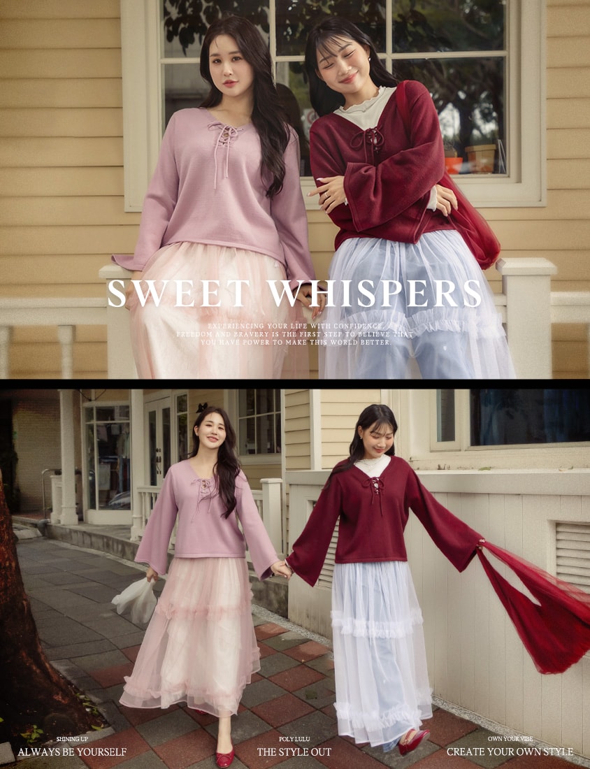 V-Neck Tie Flare Sleeve Plus Size Knit Top