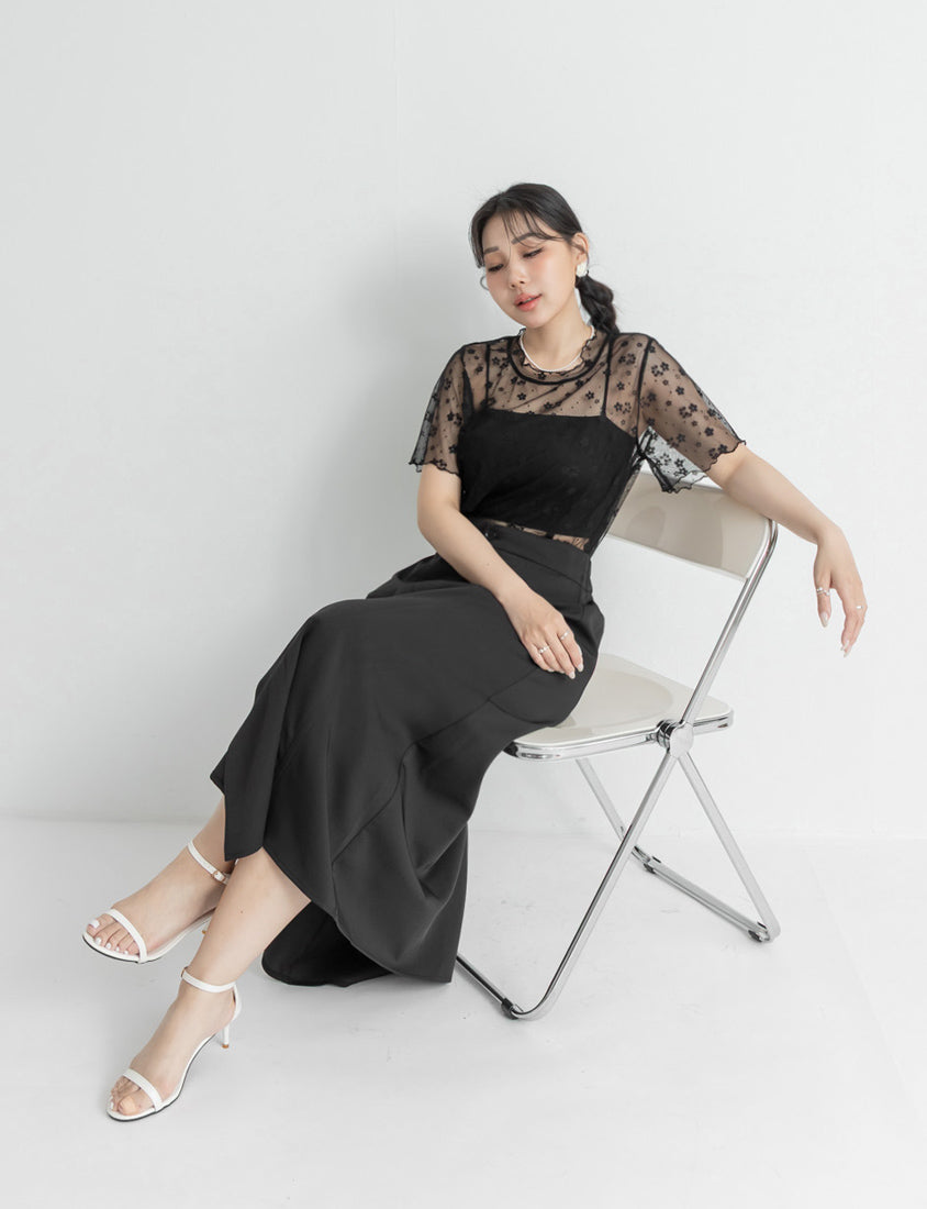 MISS. Sheer Floral Lace Plus Size Top