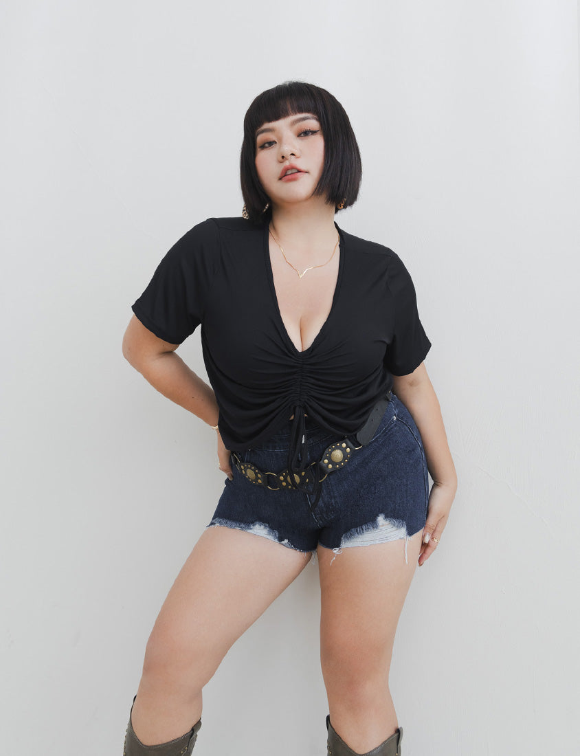 MUA! Silky Cool-Girl Ruched Plus Size Short Sleeve Top