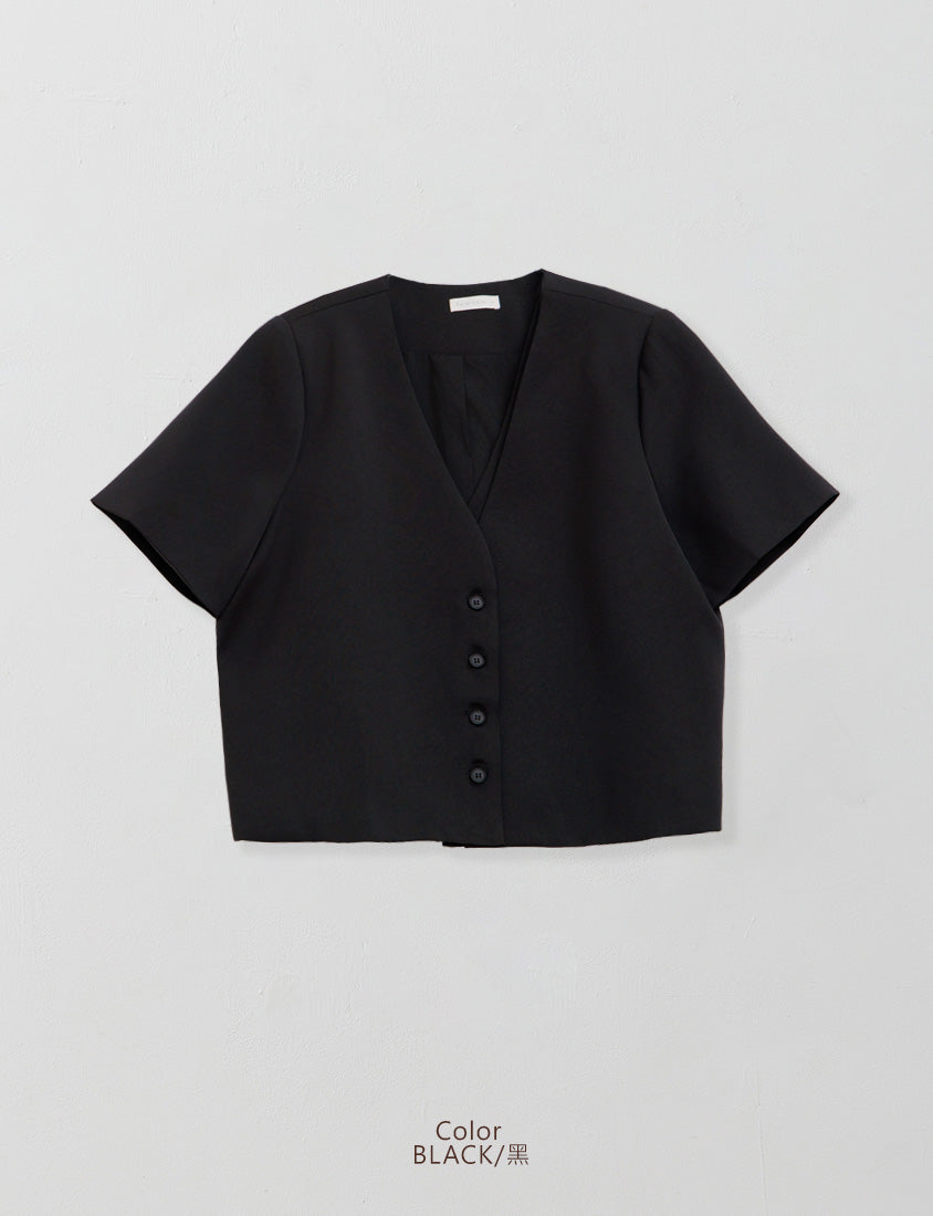MISS. Double Placket Collarless Plus Size Blazer