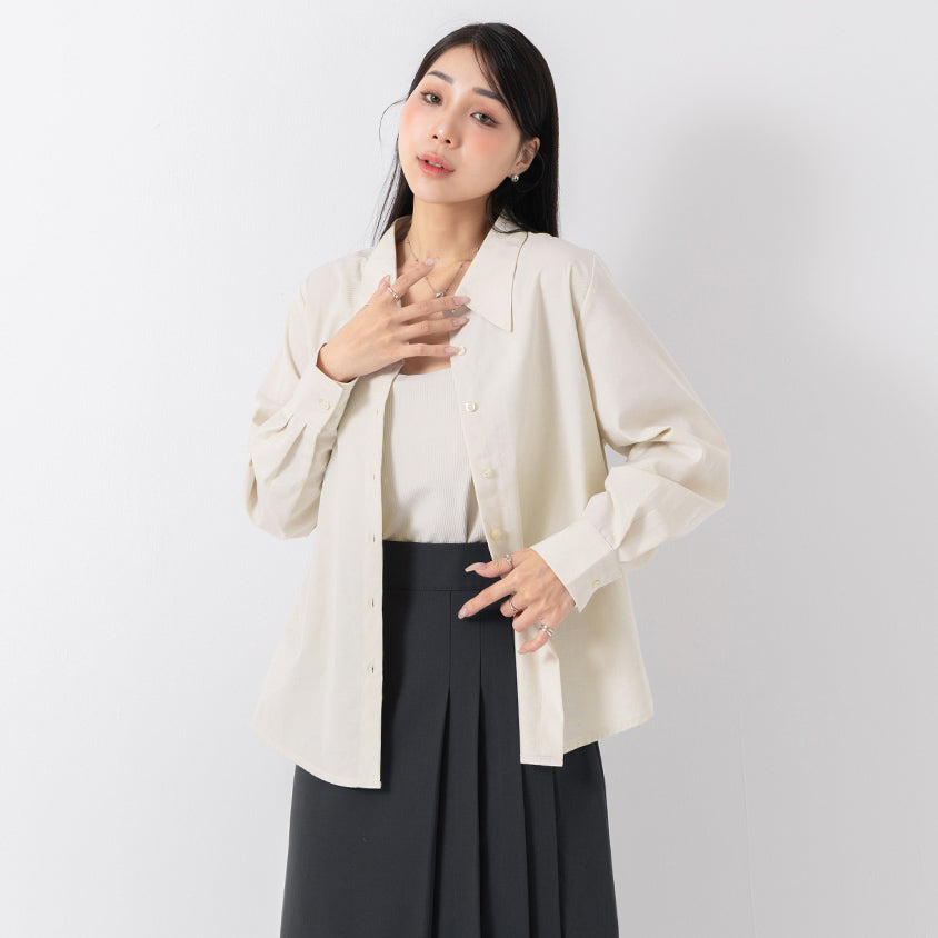 MISS. Minimal Breathable Lyocell Long Sleeve Plus Size Shirt