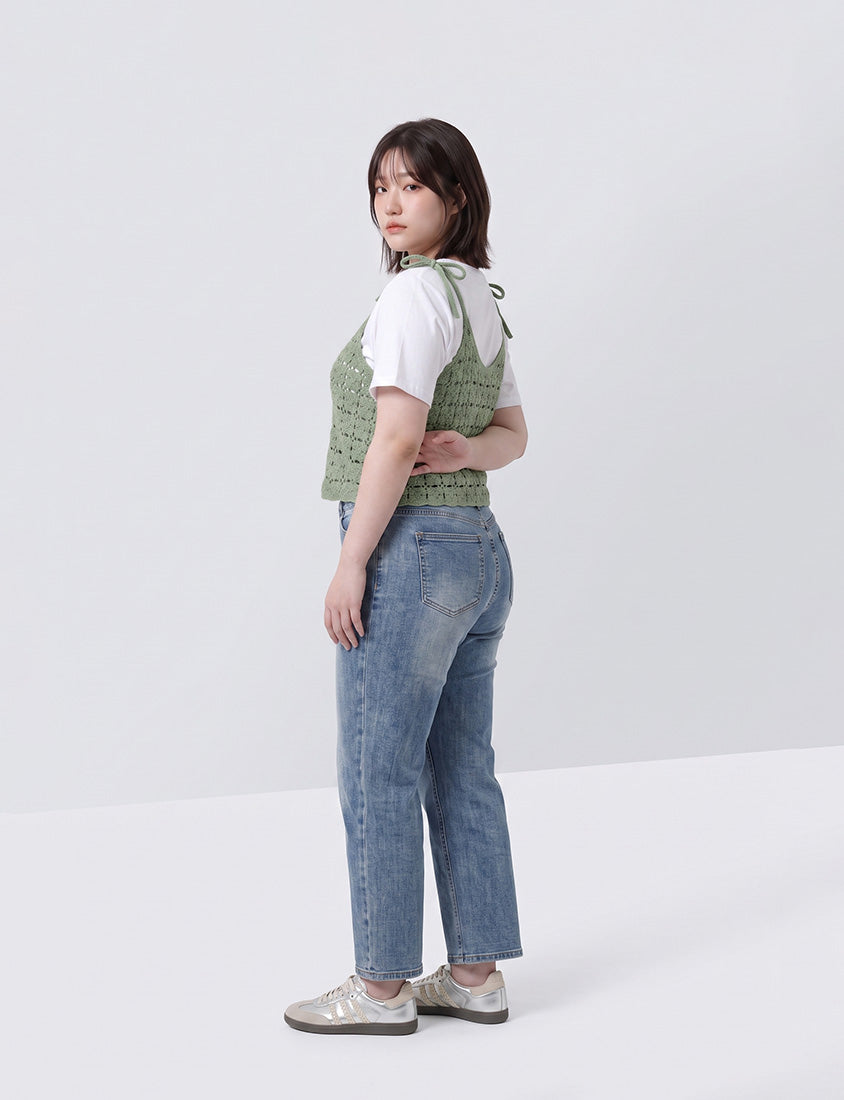Japanese-Inspired Crochet Grid Plus Size Vest