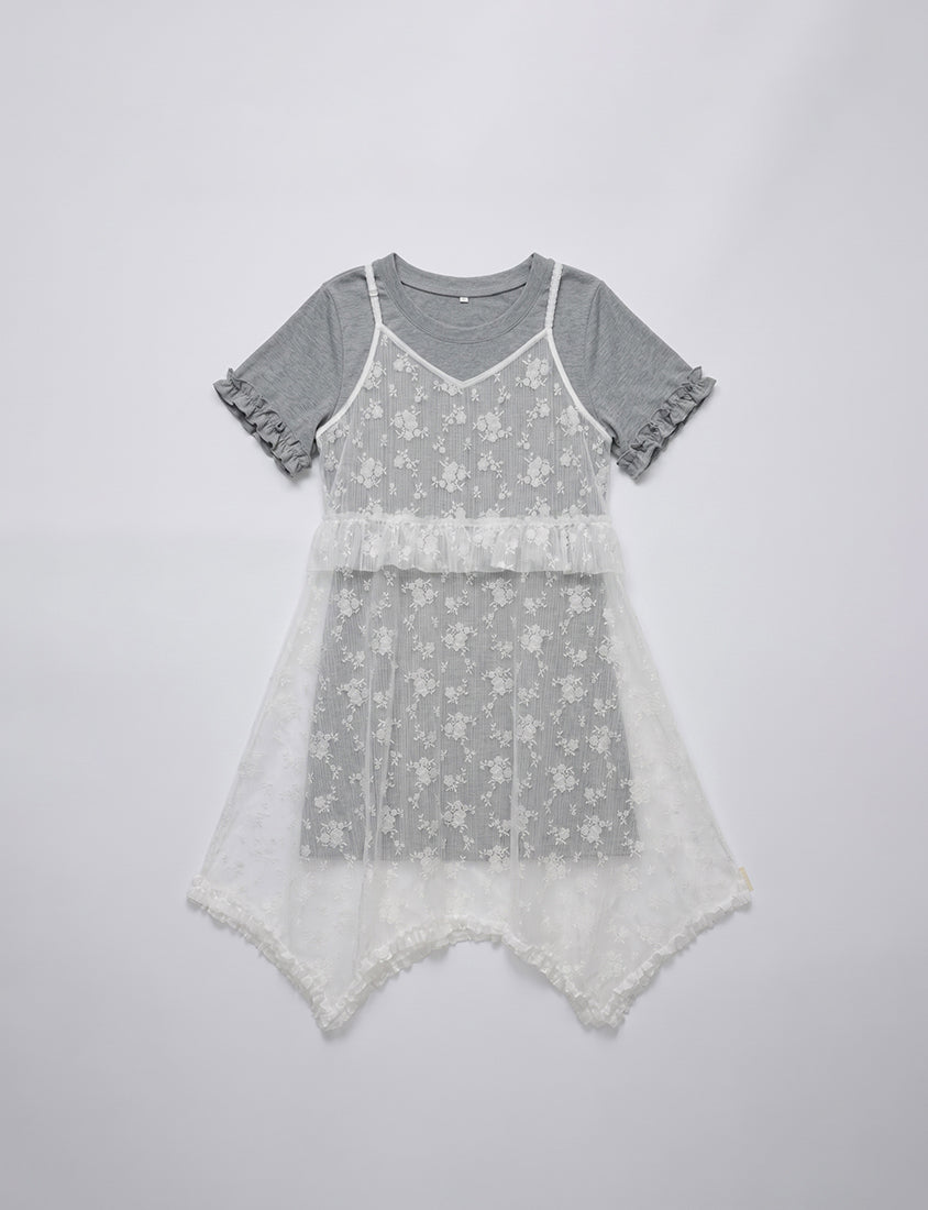 Japanese-Inspired Floral Lace Plus Size Two-Piece Dress Set