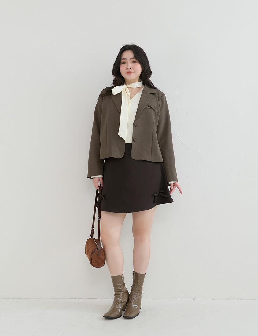 Korean Style Preppy Cropped Plus Size Blazer