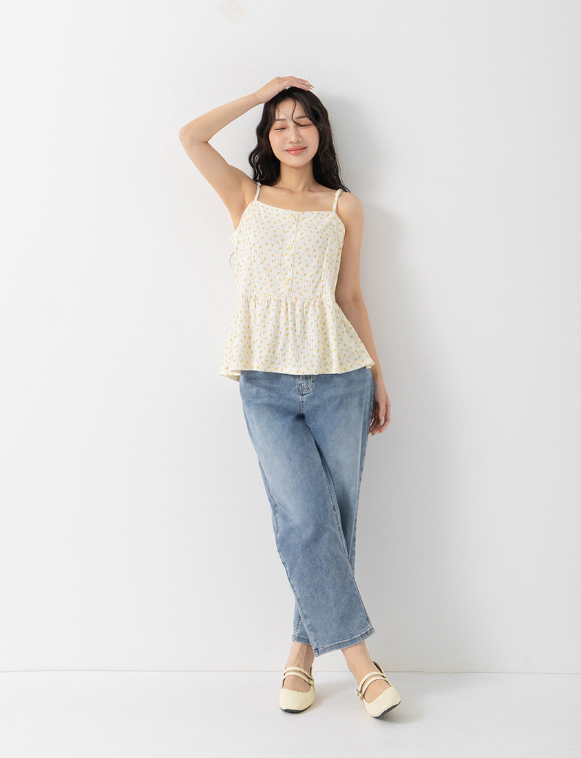 Cream Floral Layered Two-Piece Plus Size Set