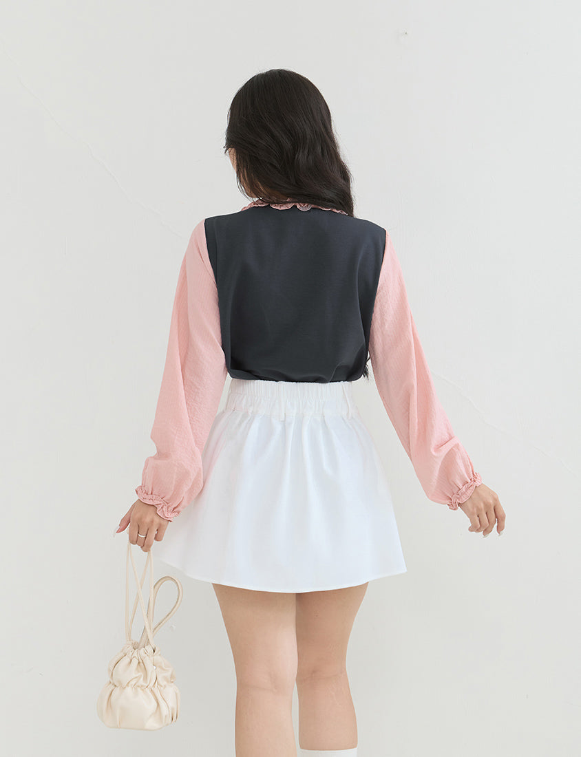 Slimming A-Line Pleated Plus Size Mini Skirt