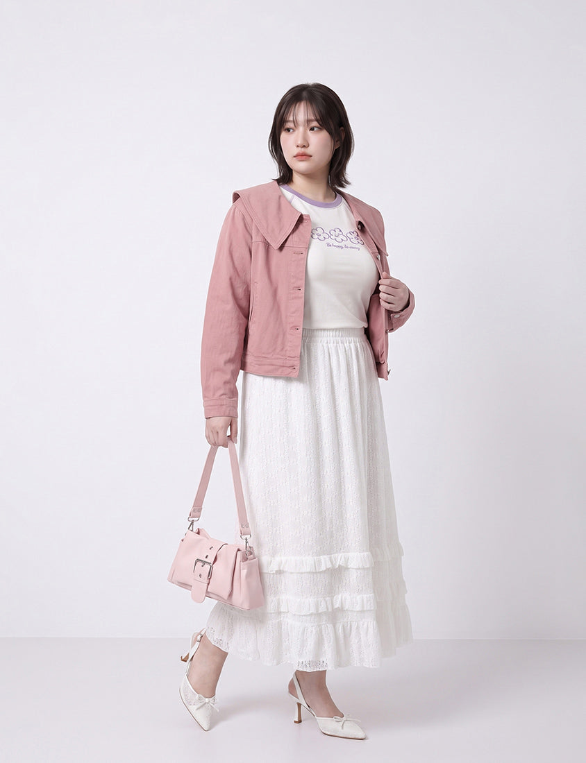 Sweet Collar Lyocell Twill Plus Size Jacket