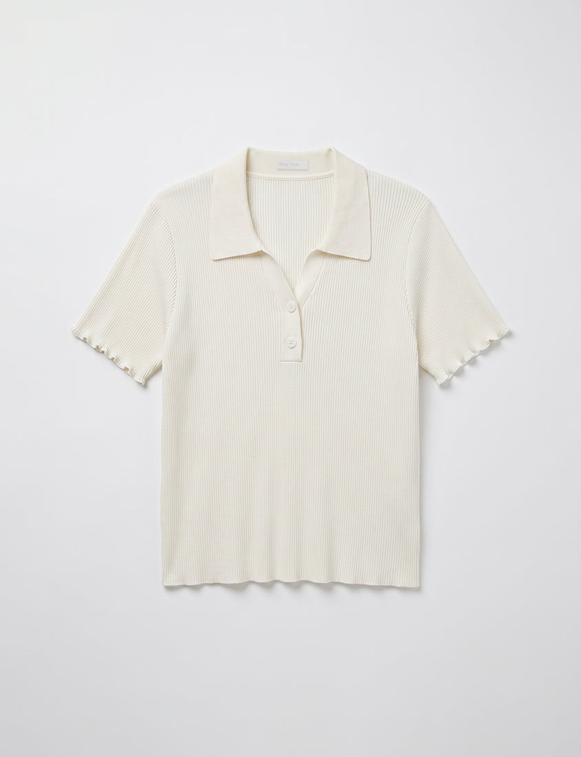 MISS. Polo Collar Ribbed Knit Plus Size Top