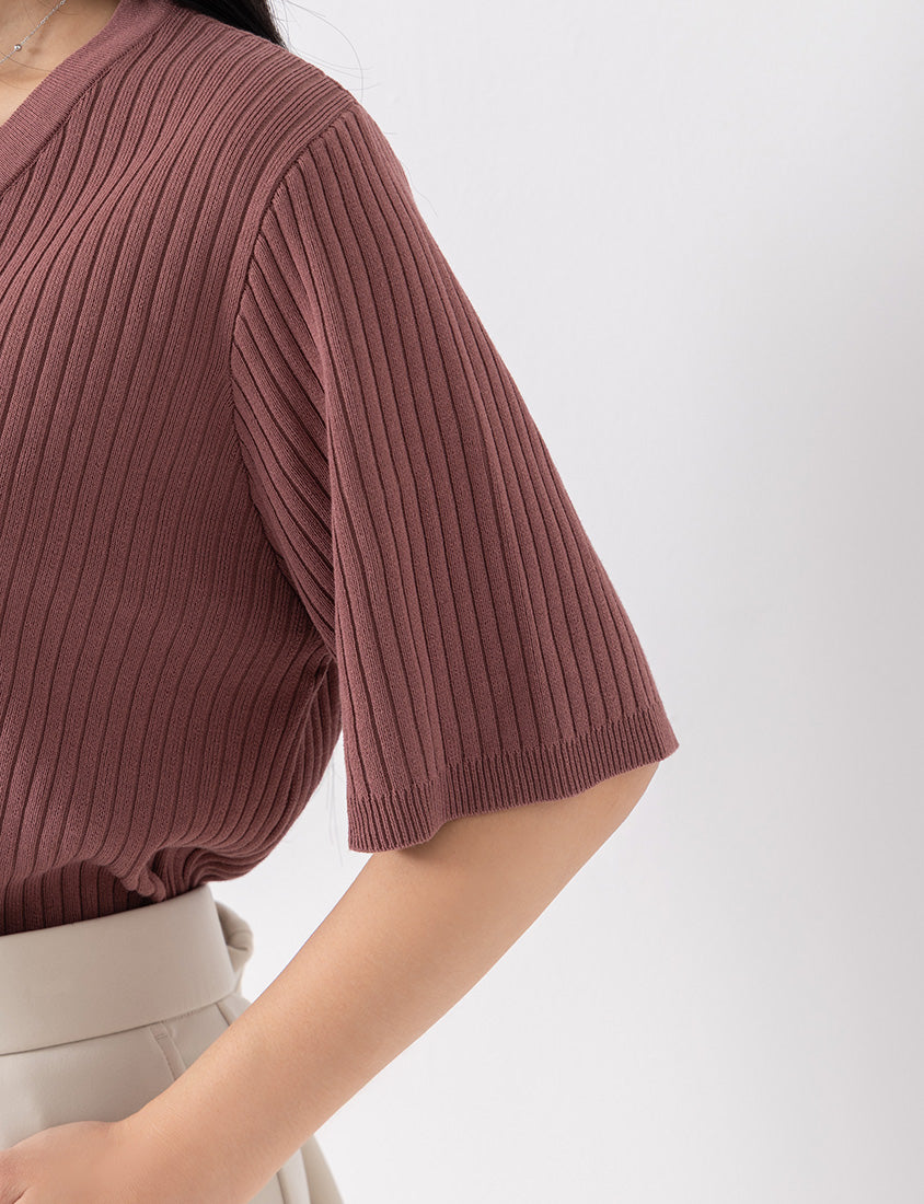 MISS. Minimal Faux Two-Piece Button-Front Knit Plus Size Top