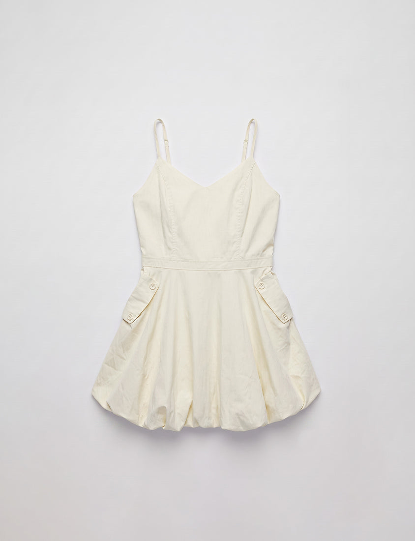 Cute Bubble Hem Adjustable Strap Plus Size Mini Dress