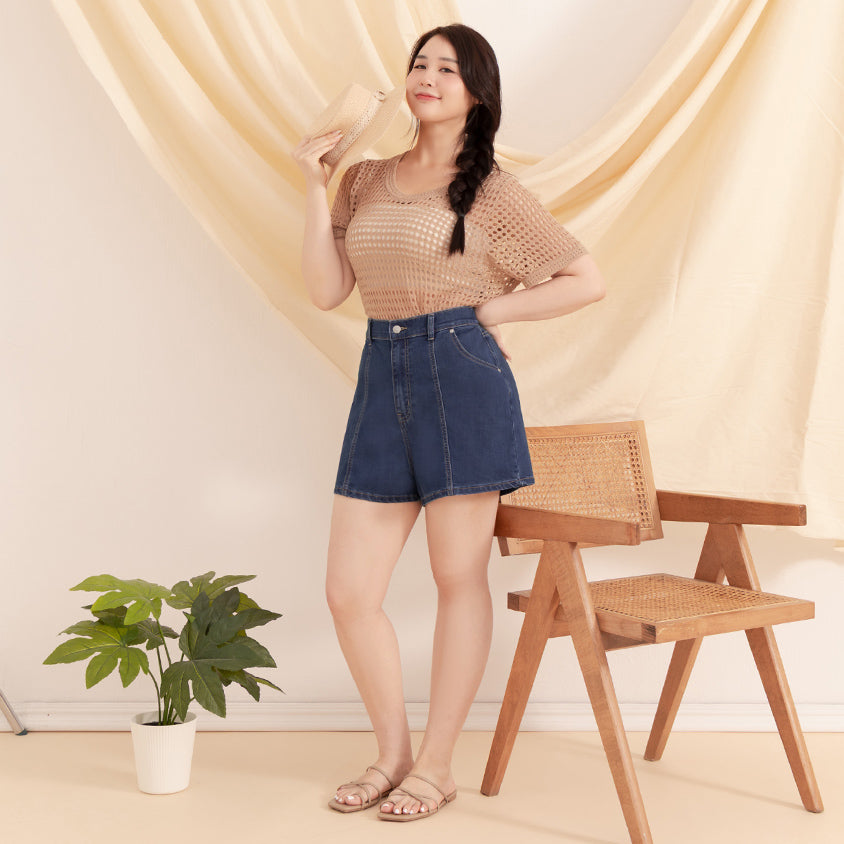 Standard Perfect Fit Slim Fit A-Line Plus Size Denim Shorts