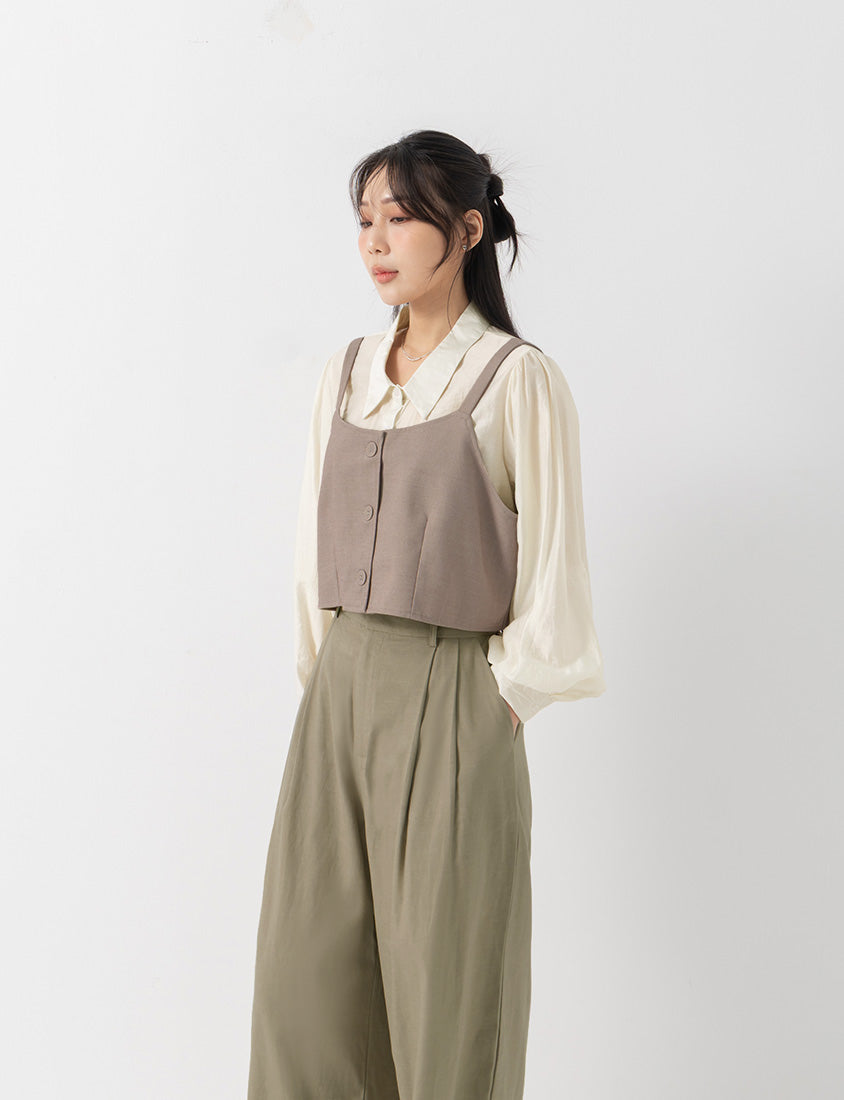 MISS. Elegant Suit Vest Faux Two Piece Plus Size Shirt