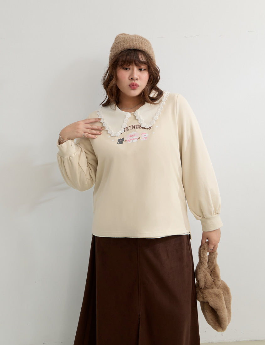 Winter Heart Print Plus Size Sweatshirt (Little Heart Collab)