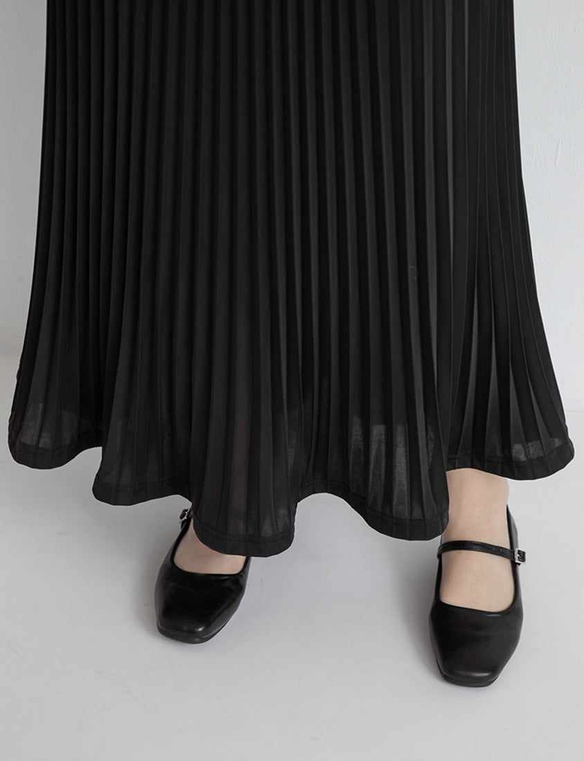 Elegant Flowy Elastic Waist Pleated Plus Size Maxi Skirt