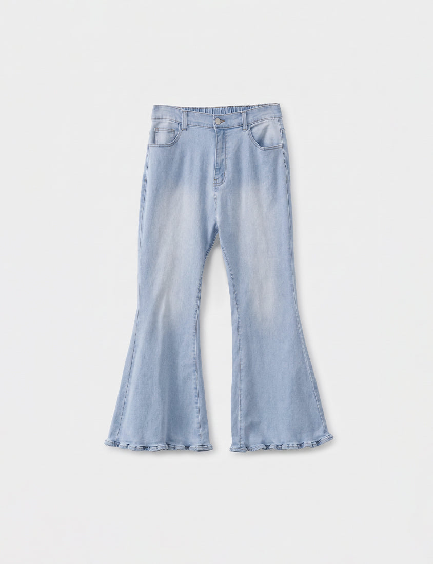 Stretch Ruffle Hem Plus Size Flared Jeans