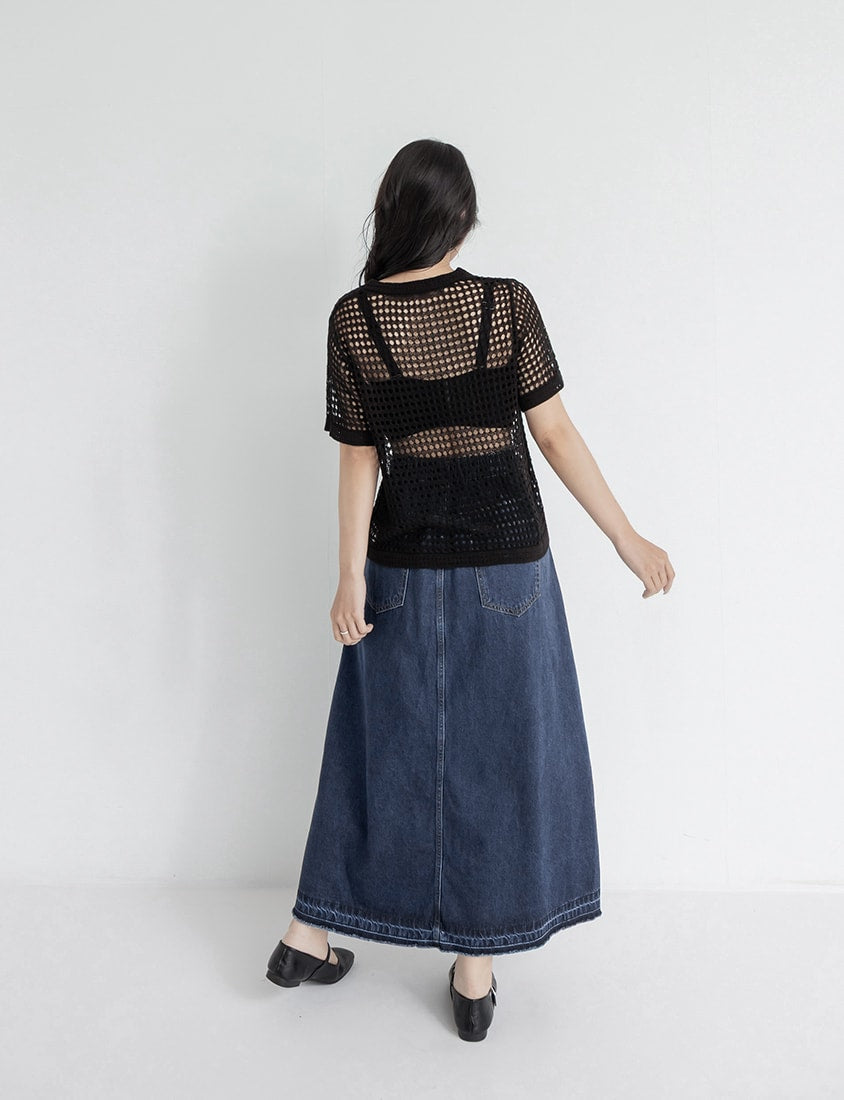 Summer Hollow Knit Short Sleeve Plus Size Top
