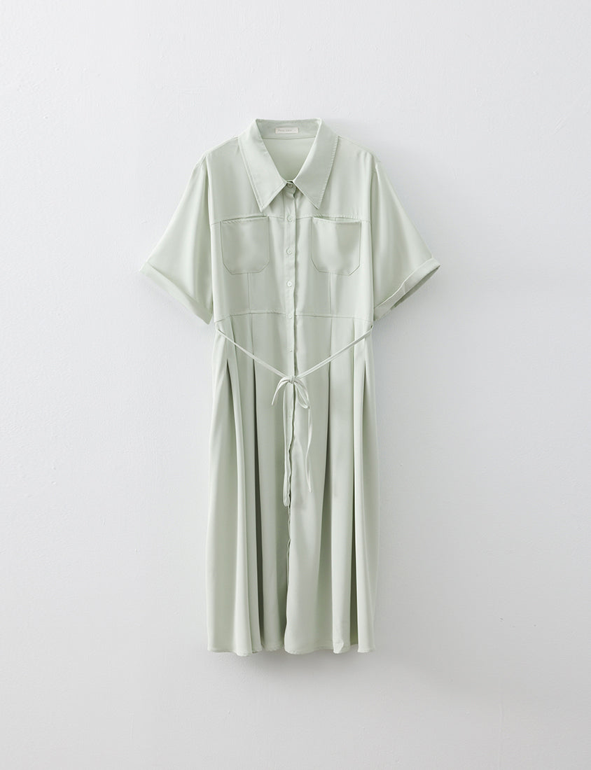 Vintage Japanese Style Button-Up Collar Plus Size Maxi Dress