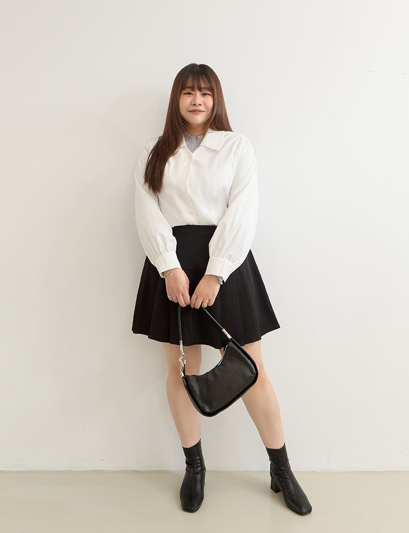 MISS. Elegant V-Neck Plus Size Puff Sleeve Blouse