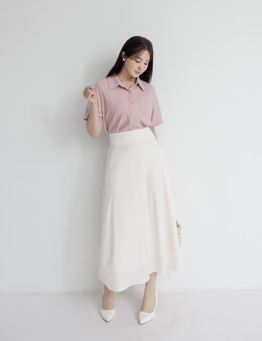 MISS. Silky Cool Classic Morandi Plus Size Shirt