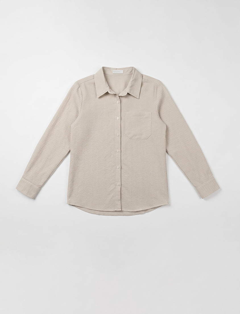 Textured Crinkle Stripe Plus Size Shirt