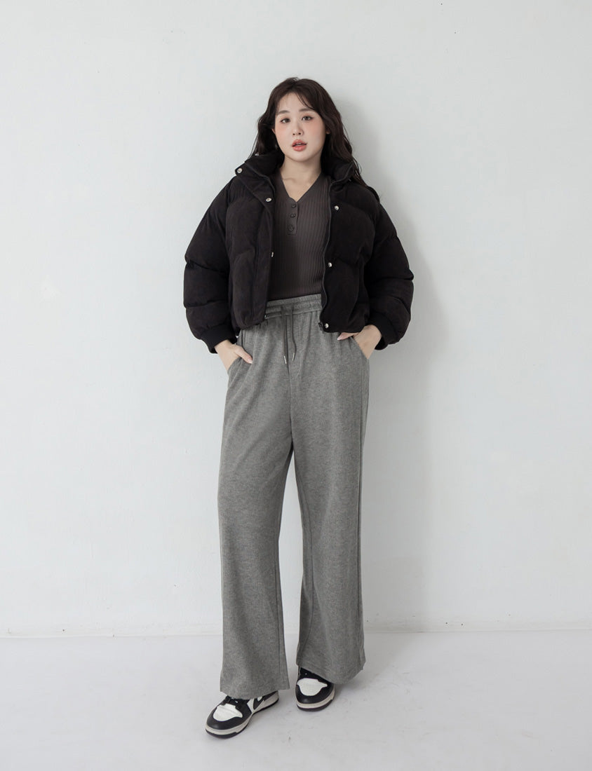 Comfy Slimming Drawstring Fine Plus Size Ribbed Pants