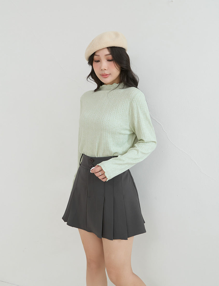Slimming A-Line Pleated Plus Size Mini Skirt