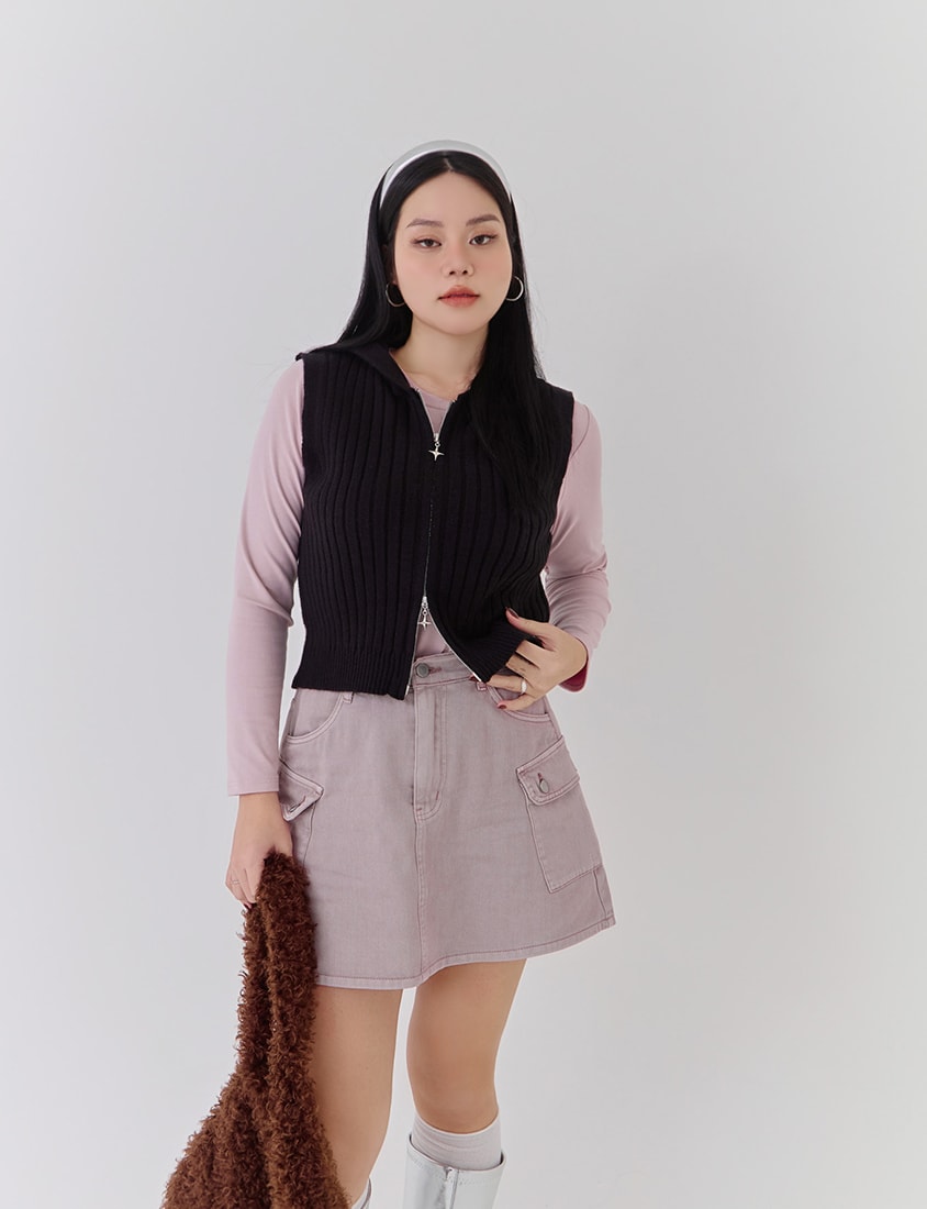 Round Neck Colorblock Topstitch Plus Size Slim Fit Top