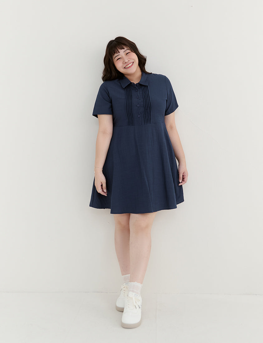 Casual Skin-Friendly Pleated Plus Size Mini Dress