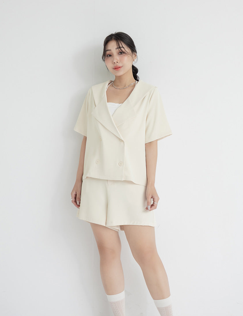 MISS. Silky Cooling Sailor Collar Plus Size Blazer
