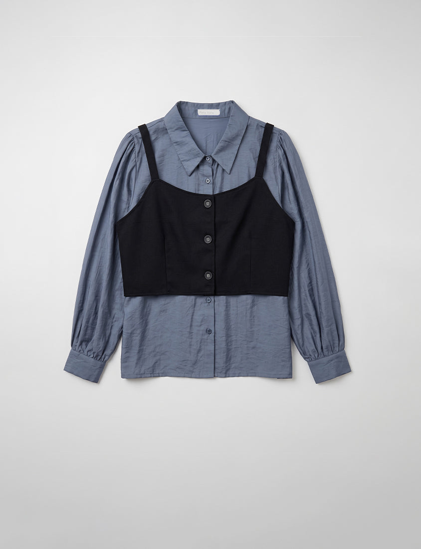 MISS. Elegant Suit Vest Faux Two Piece Plus Size Shirt