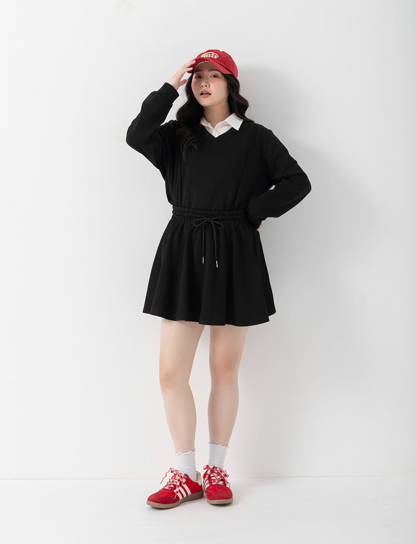QQ Yogurt Touch Cotton Comfy A-Line Plus Size Mini Skirt