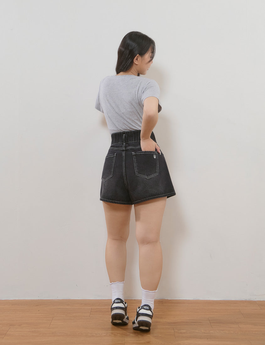 High Waist Hip-Lifting Stitch Plus Size Denim Shorts