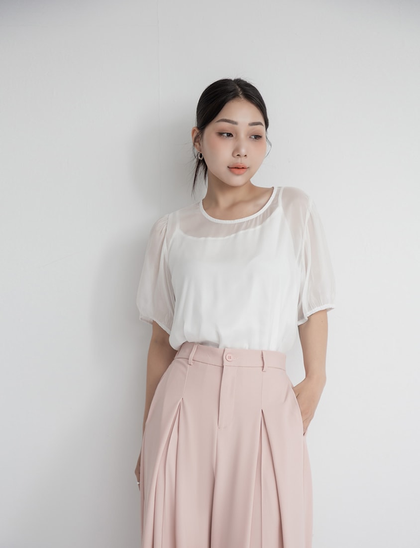 Pleated Cropped Plus Size Wide-Leg Pants