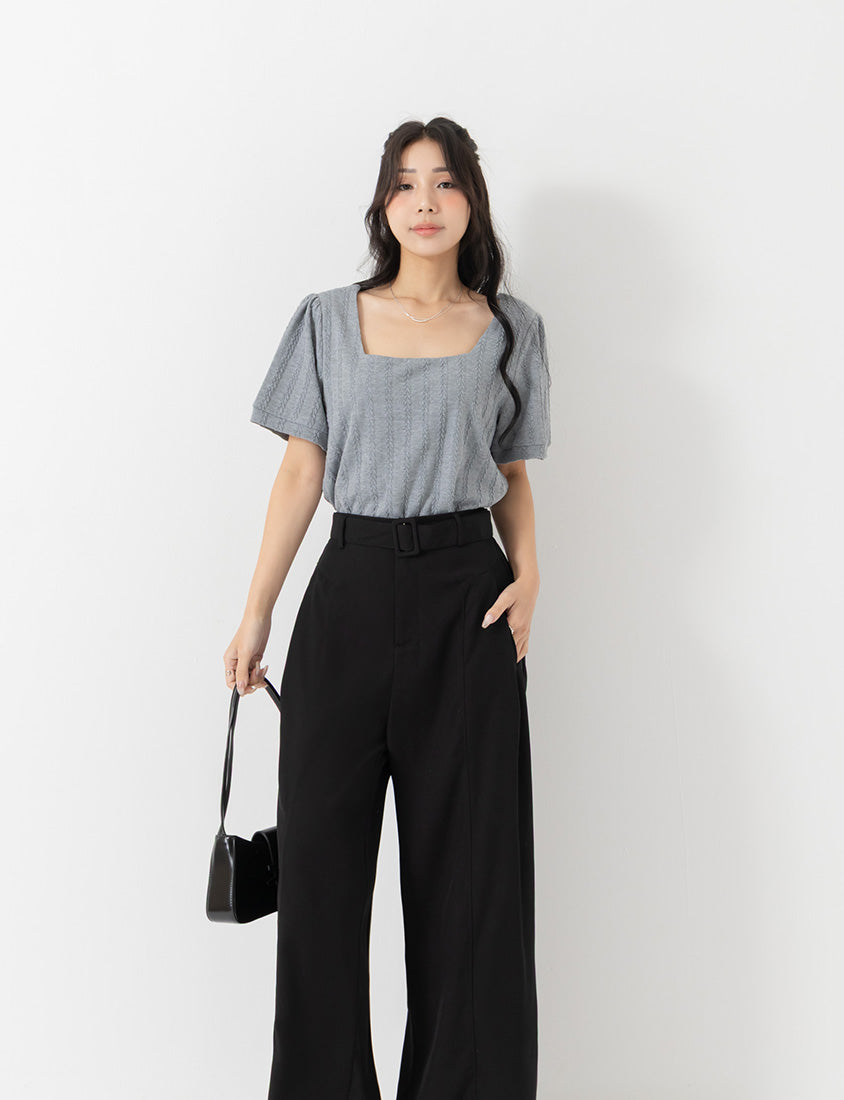 MISS. Tailored Wrinkle-Resistant Plus Size Wide Leg Pants (With Belt)