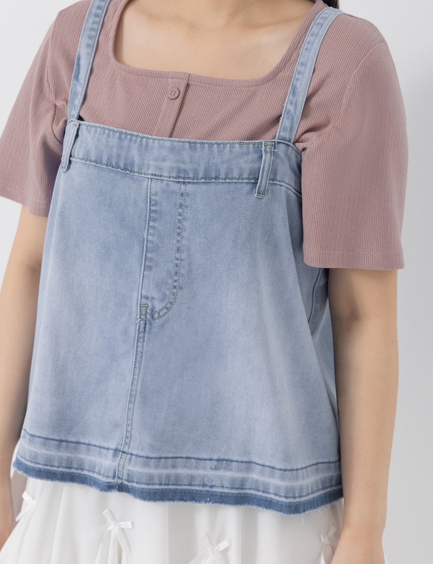 Tencel Denim Elastic Back Plus Size Strap Cami Vest