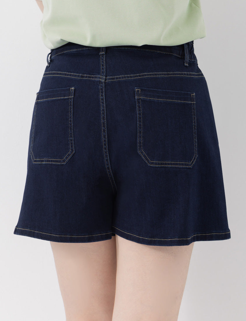 Playful Bubble Hem Stitch Plus Size Denim Shorts