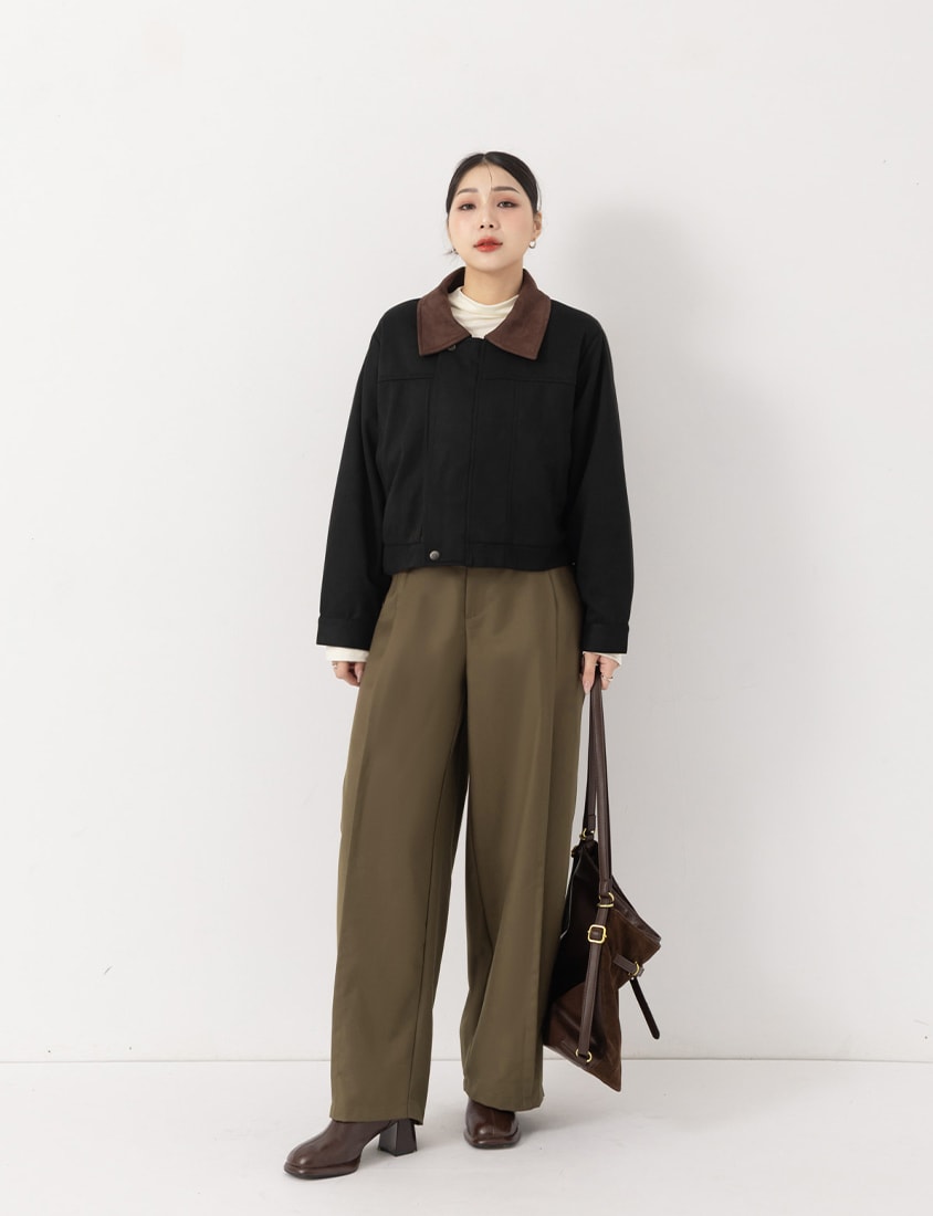 MUA! Topstitched Design Elastic Back Plus Size Tapered Pants
