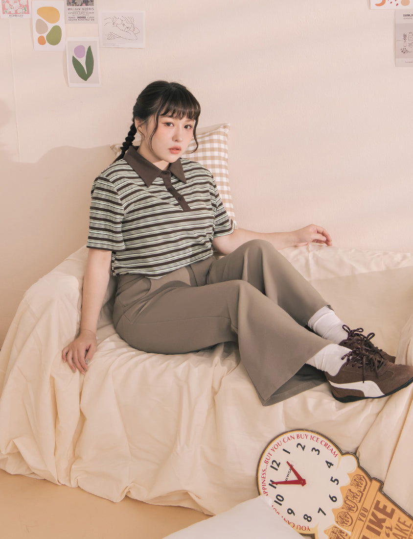Perfect Proportion Slim Fit Plus Size Flared Trousers (Short)