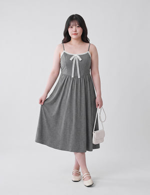 French Style Minimalist Adjustable Plus Size Cami Maxi Dress