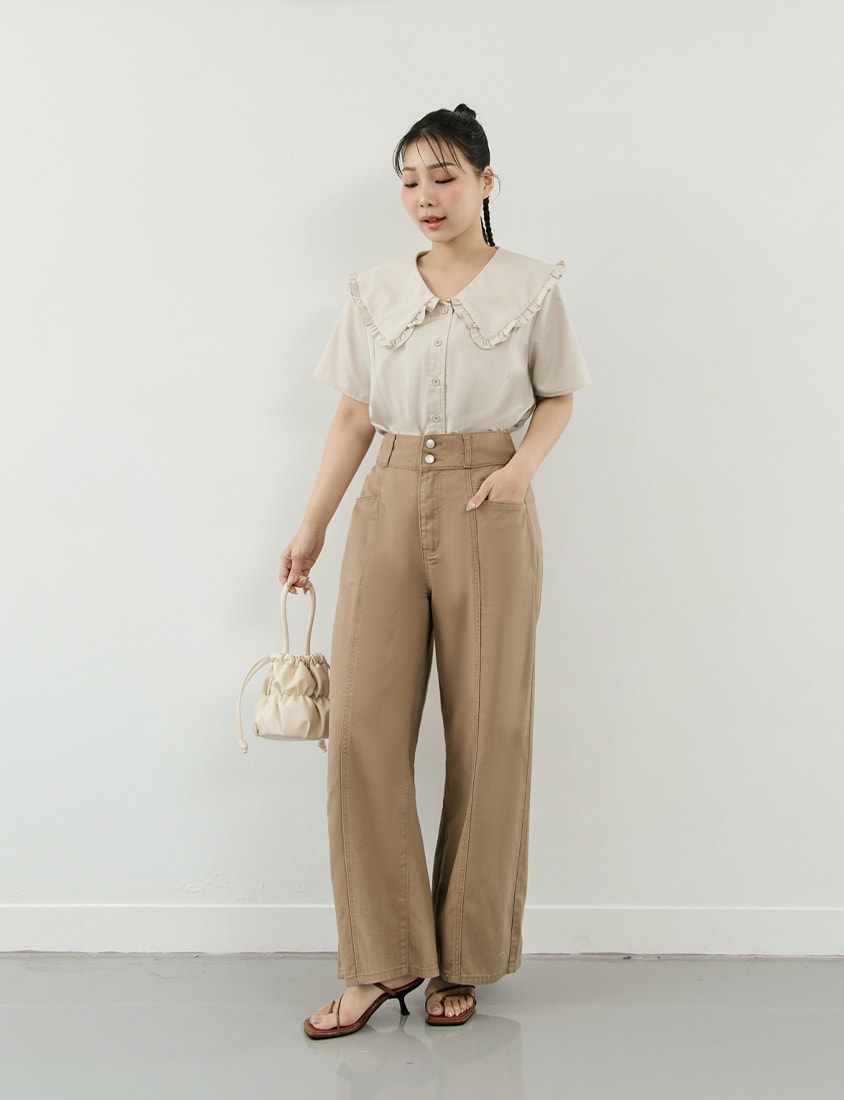 Pear-Shaped Friendly! Perfect Fit Twill Cotton Plus Size Wide Pants