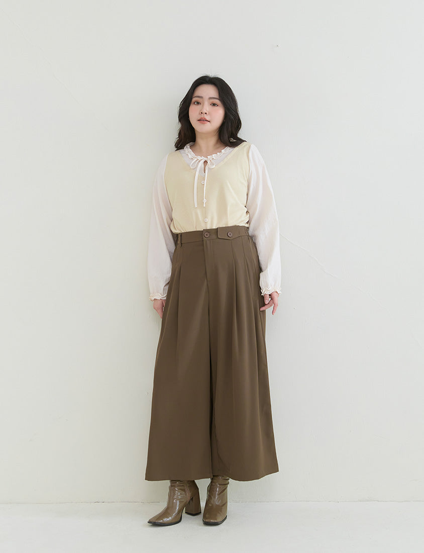 Romantic Ruffle Collar Faux Two Piece Plus Size Top