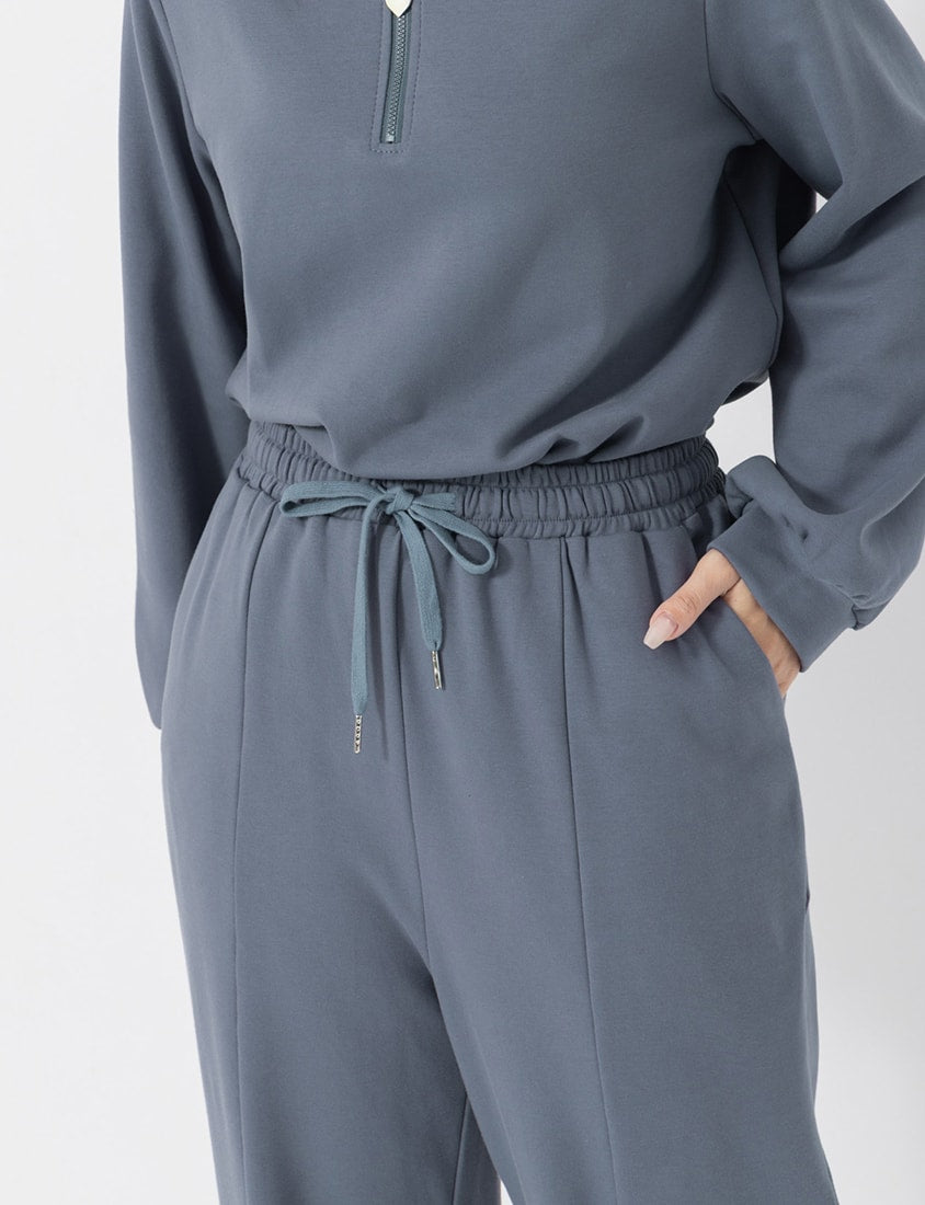 Comfort Deodorizing Brushed Lined Elastic Waist Plus Size Wide Leg Pants