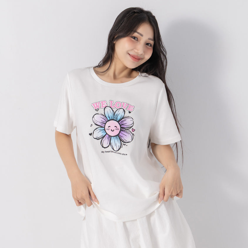 3D Gradient Floral Print Plus Size Tee