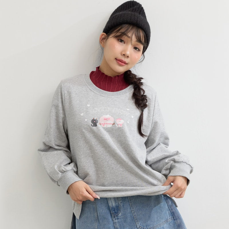 Winter Heart Print Plus Size Sweatshirt (Little Heart Collab)