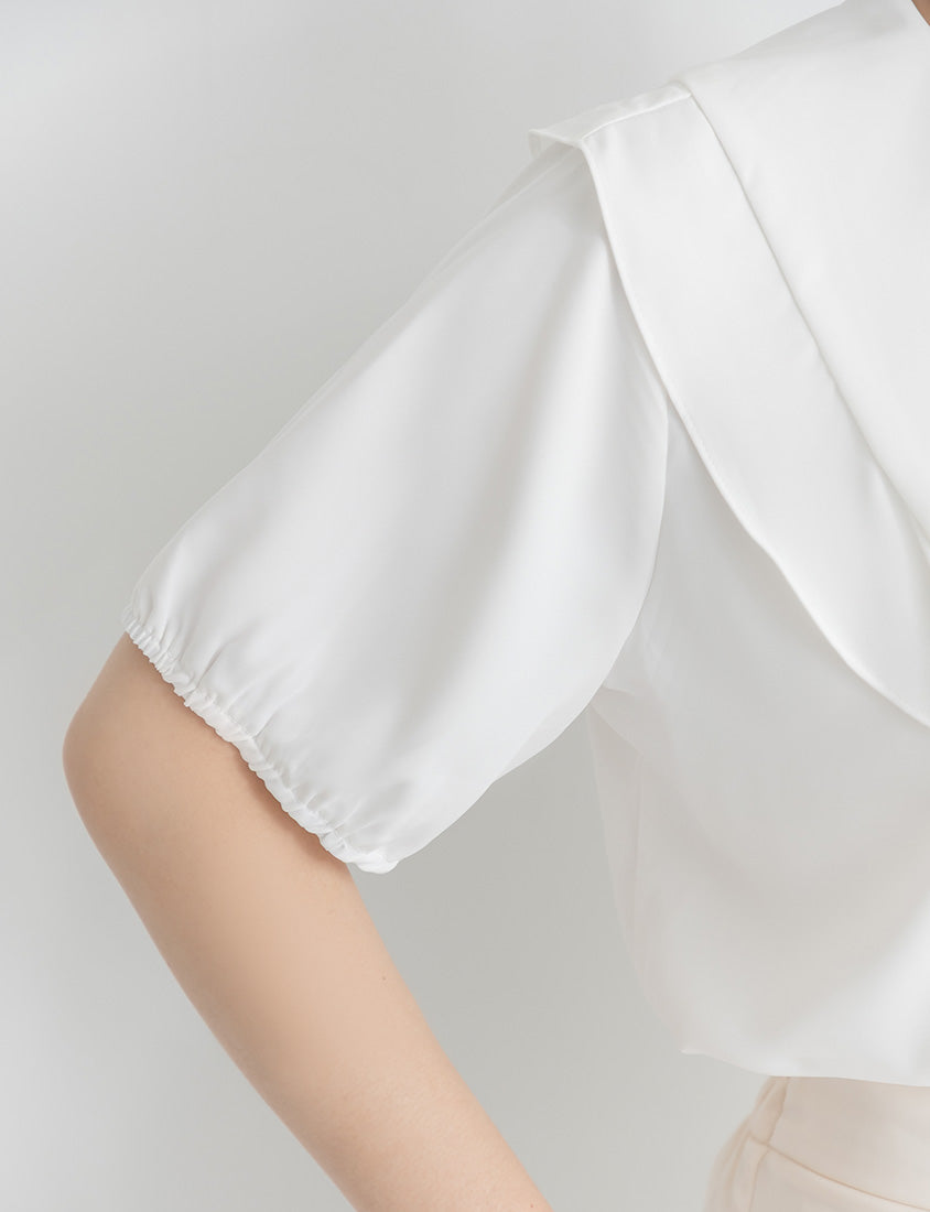 MISS. Ruffle Collar Chiffon Plus Size Shirt