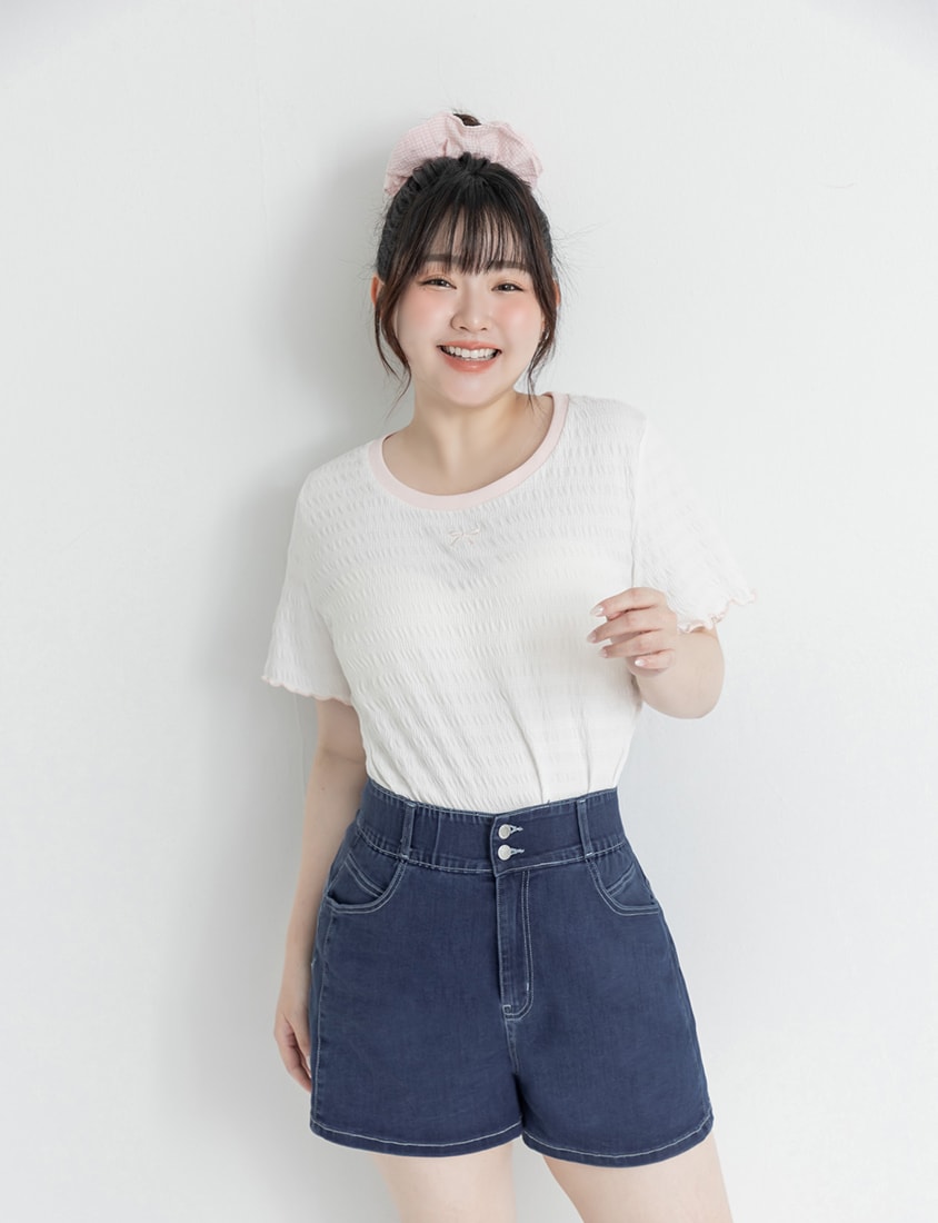 Slimming High Waist A-Line Plus Size Denim Shorts