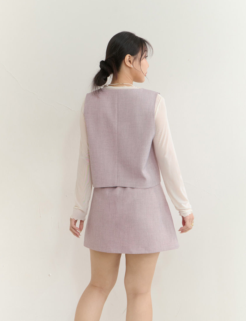 MISS. Korean Style Pearl Button Plus Size Tailored Vest
