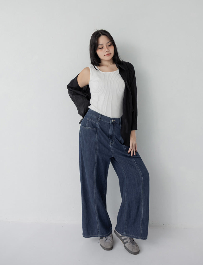 Korean Style Ice Silk Ribbed U-Neck Plus Size Tank Top